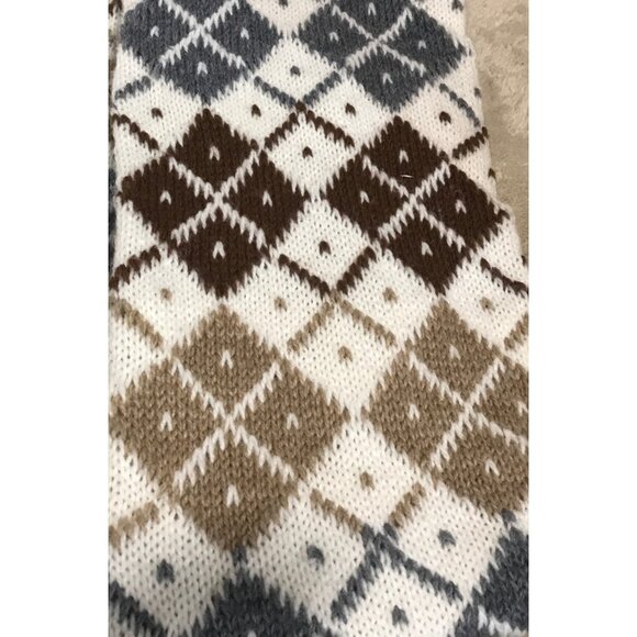 Hanes Her Way Argyle Pattern Scarf With Fringe Acrylic Polyacrylic Blend - Picture 3 of 6